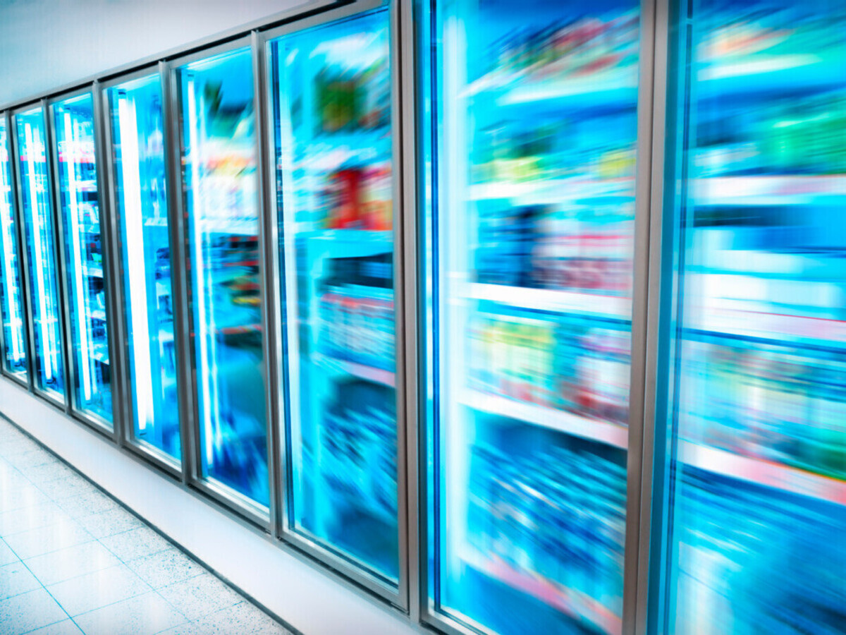 Refrigerated section of a supermarket
